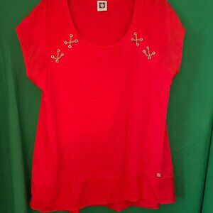 Anne Klein Red Sleeveless Top Lion Logo